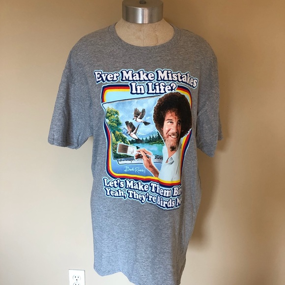 bob ross Tops - Bob Ross graphic tee shirt mistakes birds funny L